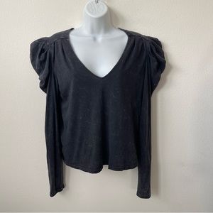 7 For All Mankind Puff Shoulder Tee Shirt Top SMALL